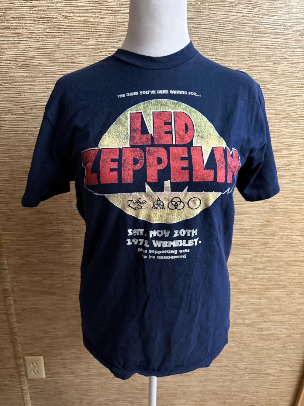 Led Zeppelin Short Sleeve Graphic Print 1971 Wembley T-Shirt Medium Dark Blue